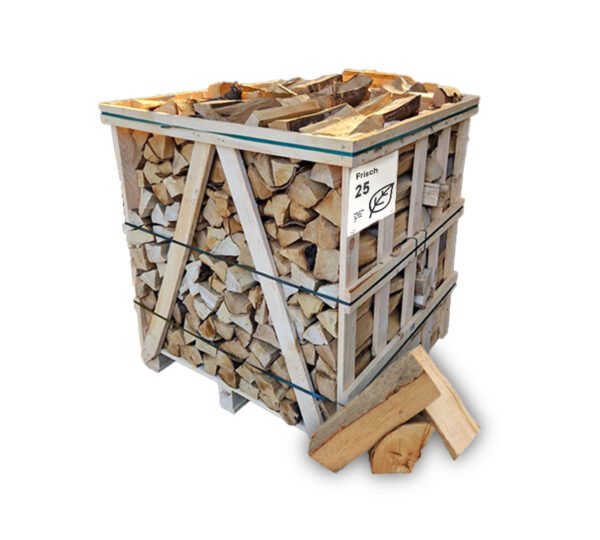 Brennholz Buche, halbtrocken, 25 cm – Standardpalette