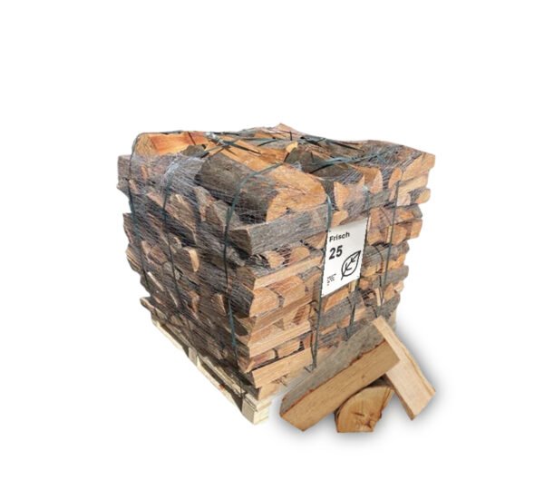 Brennholz Buche, halbtrocken, 25 cm – Netzpalette