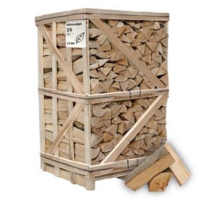 Brennholz Buche, halbtrocken, 25 cm – Großpalette