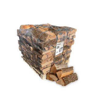 Brennholz Eiche, halbtrocken, 25 cm – Netzpalette