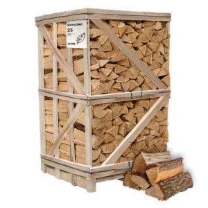 Brennholz Eiche, halbtrocken, 25 cm – Großpalette