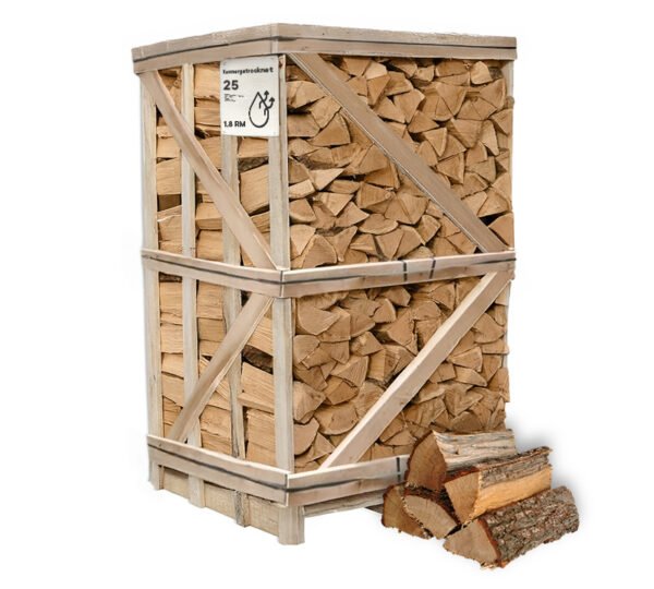 Brennholz Eiche, kammergetrocknet, 25 cm – Großpalette