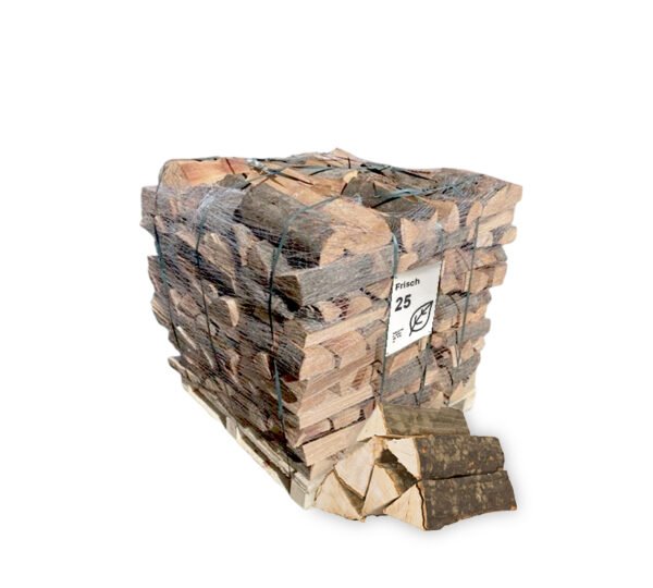 Brennholz Hainbuche, halbtrocken, 25 cm – Netzpalette