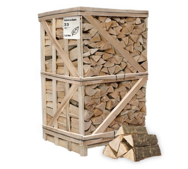 Brennholz Hainbuche, halbtrocken, 30–33 cm – Großpalette