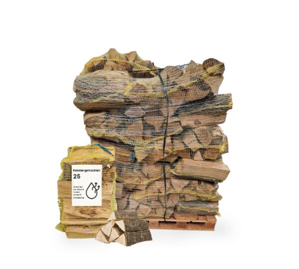 Brennholz Hainbuche, kammergetrocknet, 25 cm – Sackpalette